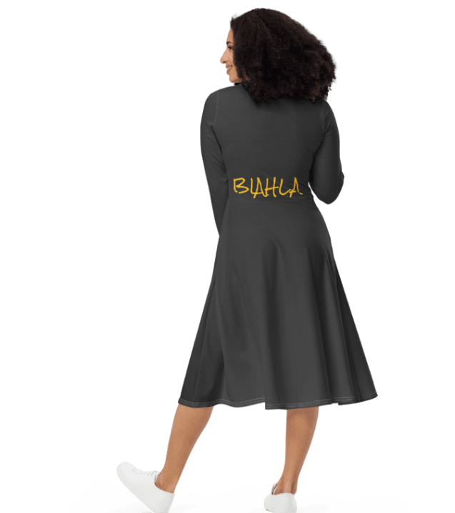 BIAHLA Long Sleeve Midi Dress - Gray