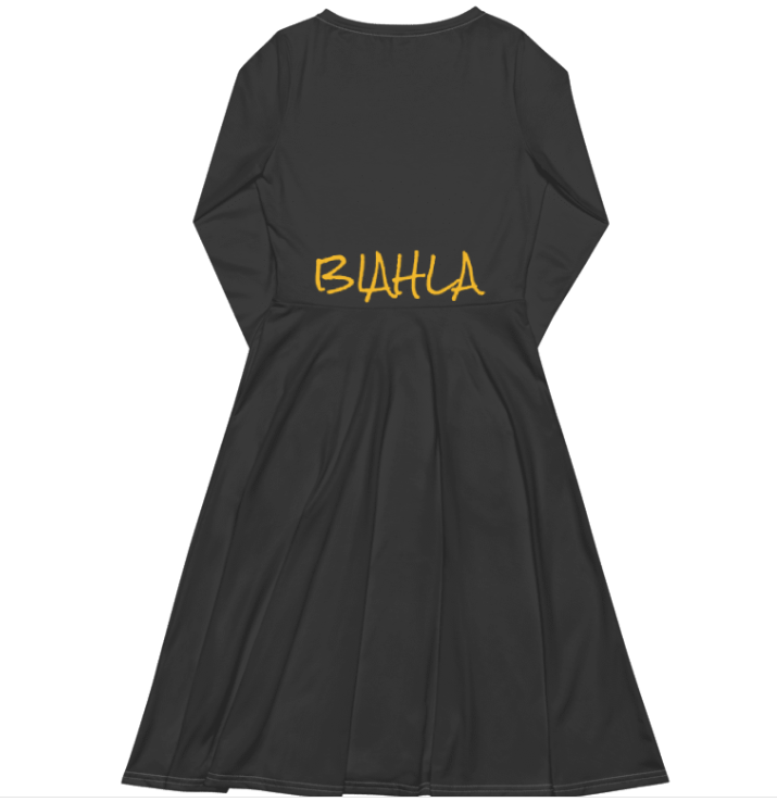 BIAHLA Long Sleeve Midi Dress - Gray